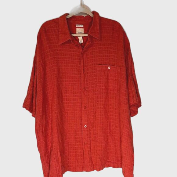 Saddlebred Men's Shirt SZ 3X Button Down Dark Coral Washable Linen Blend Casual - Picture 1 of 4